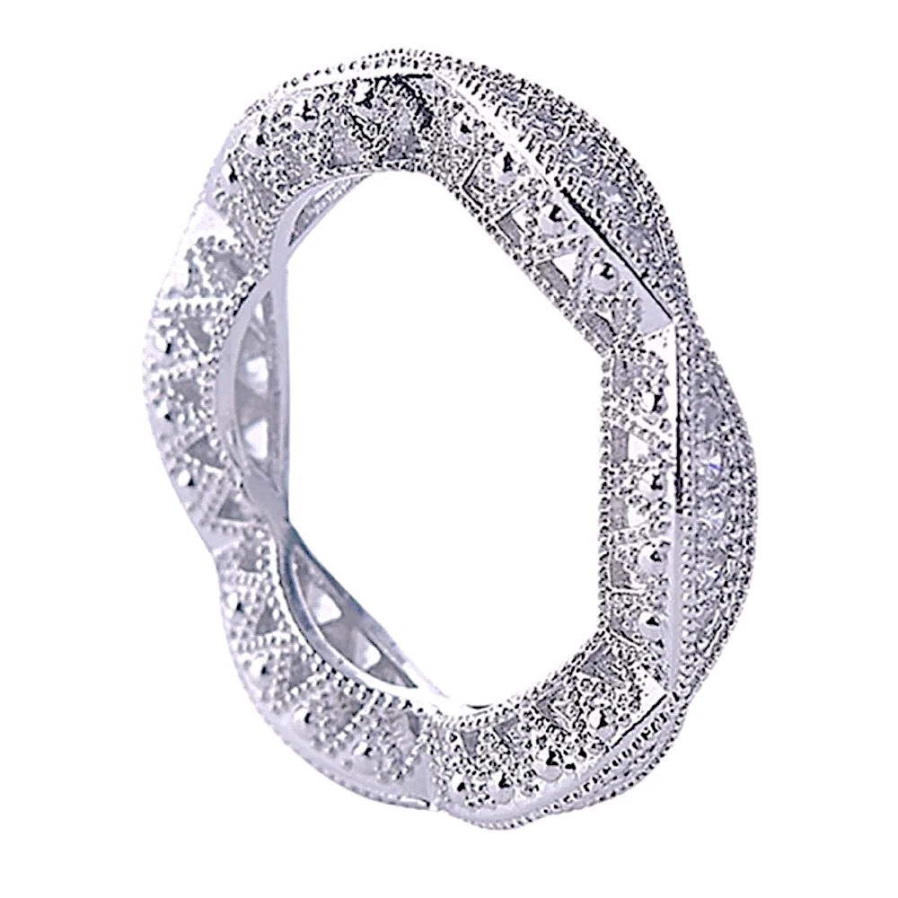 1 Ct Pave 18k Gold Plated Simulated Diamond‎ Eternity Wedding Band Ring, Size 9